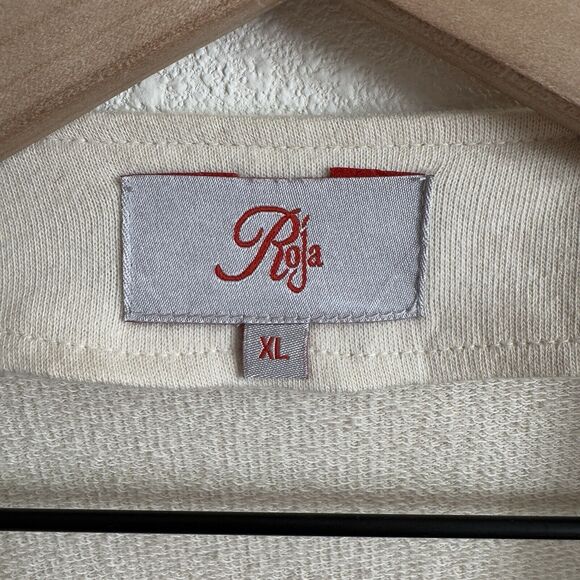 Roja Sweater Womens XL Ivory Black Embroidered Geometric Cotton Boho Cardigan - Picture 8 of 16